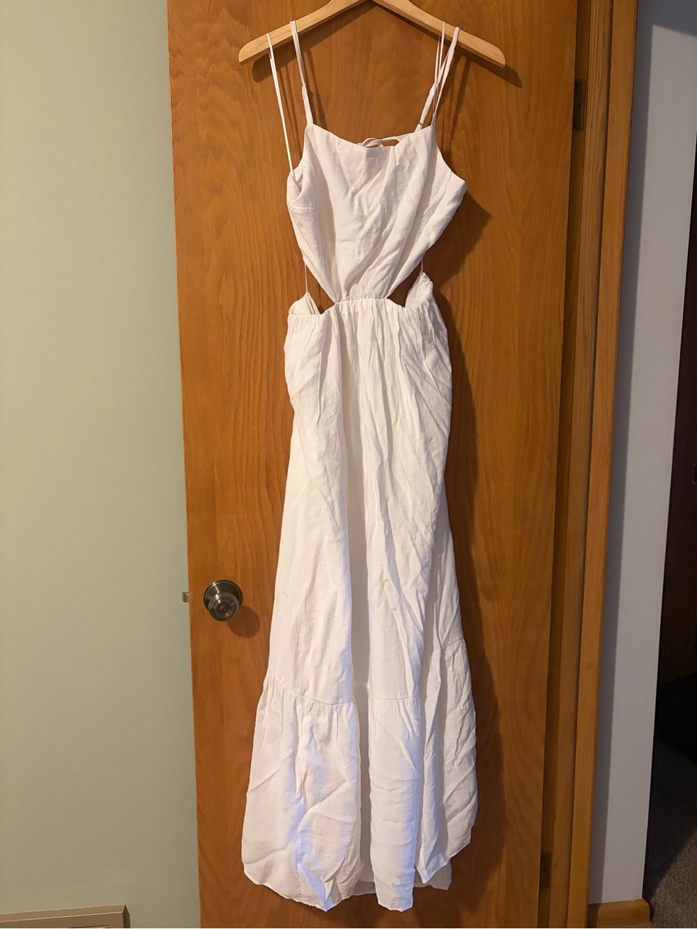 Abercrombie & Fitch White Cutout Maxi Dress with Double Straps
